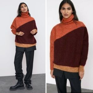 NWOT Zara Mohair Colorblock Sweater